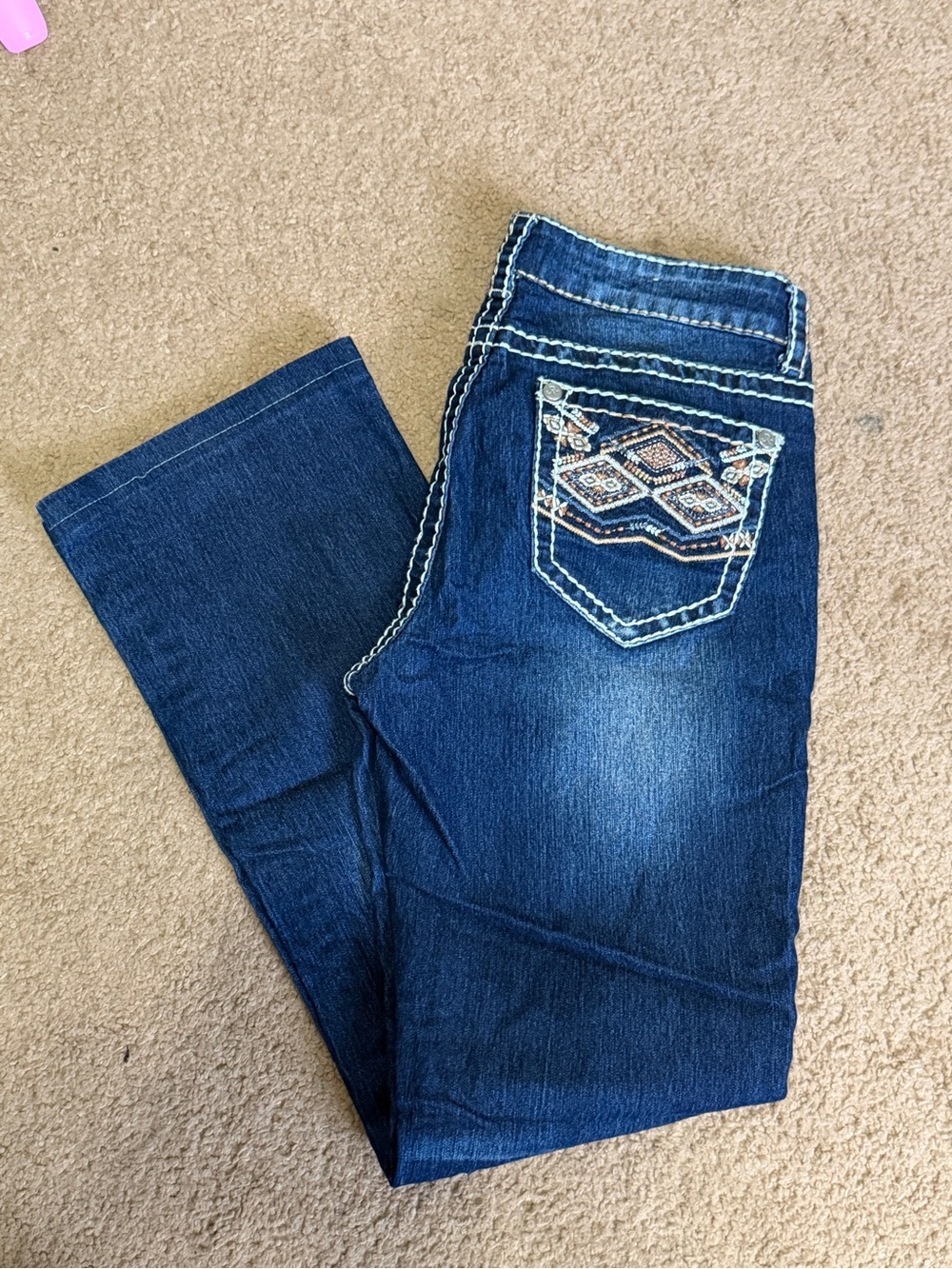 Dark Blue Embroidered Pocket Women’s Jeans